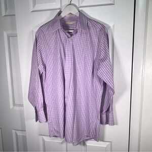 MICHAEL Michael Kors Purple Dress Shirt with Checkered Pattern